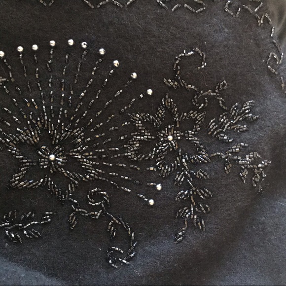 Rare vintage M black beaded cardigan. EUC - Picture 6 of 11